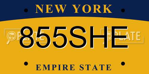 855SHE New York License Plate