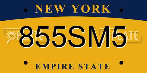 855SM5 New York License Plate