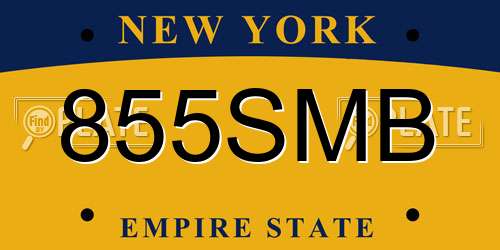 855SMB New York License Plate