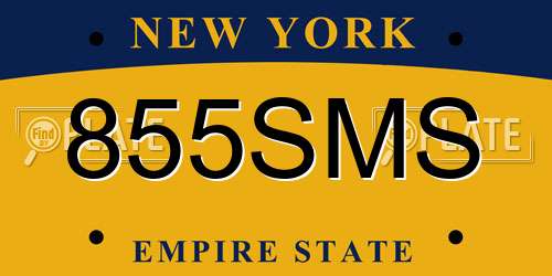 855SMS New York License Plate