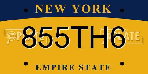 855TH6 New York License Plate