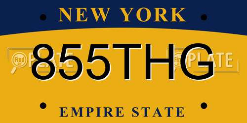 855THG New York License Plate