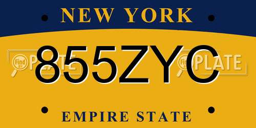 855ZYC New York License Plate