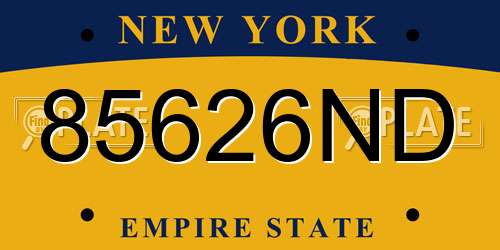 85626ND New York License Plate