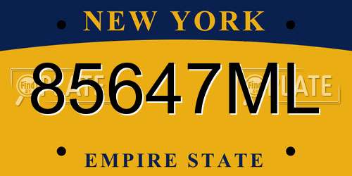 85647ML New York License Plate