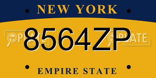 8564ZP New York License Plate