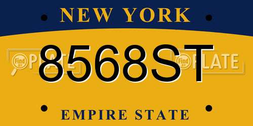 8568ST New York License Plate