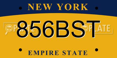 856BST New York License Plate