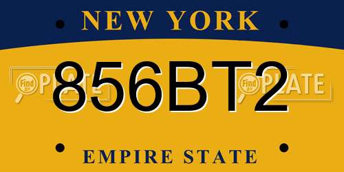 856BT2 New York License Plate