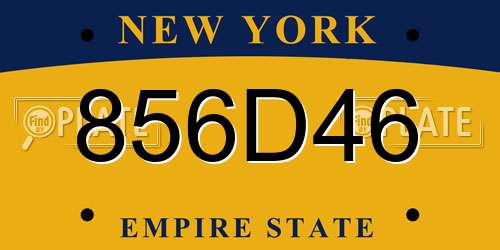 856D46 New York License Plate
