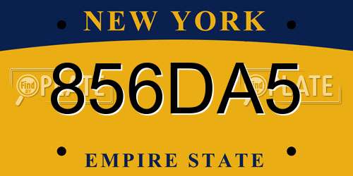 856DA5 New York License Plate