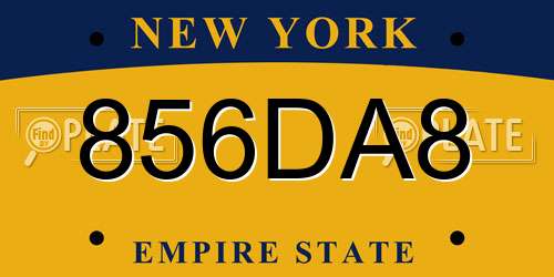856DA8 New York License Plate