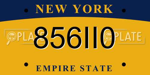 856II0 New York License Plate