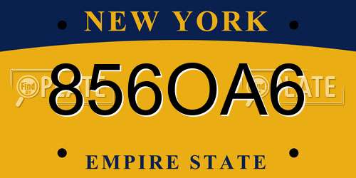 856OA6 New York License Plate