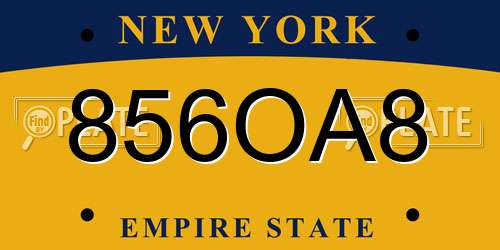 856OA8 New York License Plate