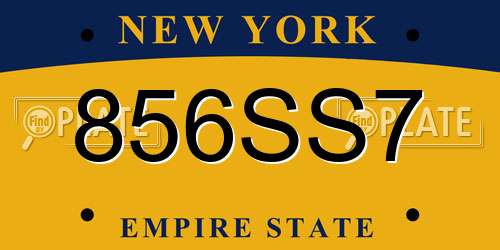 856SS7 New York License Plate