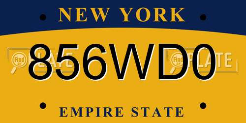 856WD0 New York License Plate