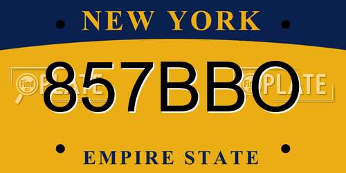 857BBO New York License Plate