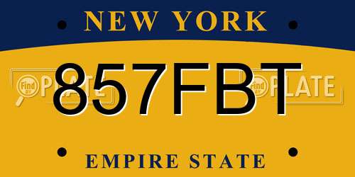 857FBT New York License Plate