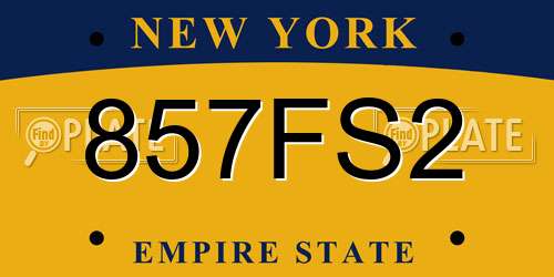 857FS2 New York License Plate