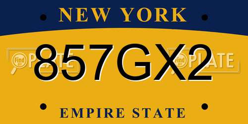 857GX2 New York License Plate