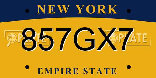 857GX7 New York License Plate