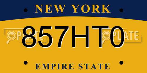 857HT0 New York License Plate