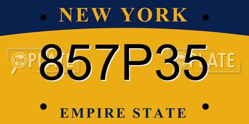 857P35 New York License Plate