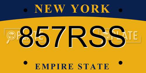 857RSS New York License Plate
