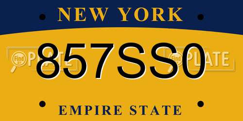 857SS0 New York License Plate