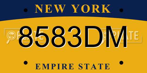 8583DM New York License Plate