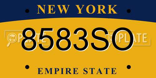 8583SO New York License Plate