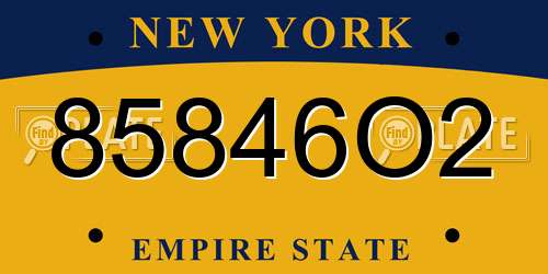 85846O2 New York License Plate