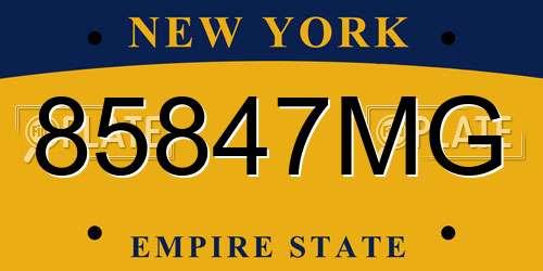 85847MG New York License Plate