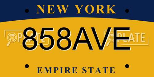858AVE New York License Plate