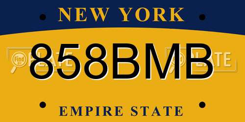 858BMB New York License Plate