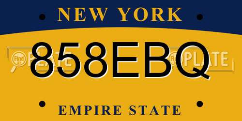 858EBQ New York License Plate