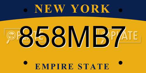 858MB7 New York License Plate
