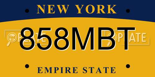 858MBT New York License Plate