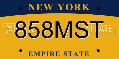 858MST New York License Plate