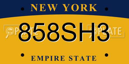 858SH3 New York License Plate