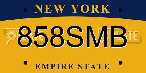 858SMB New York License Plate