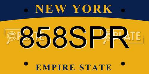 858SPR New York License Plate