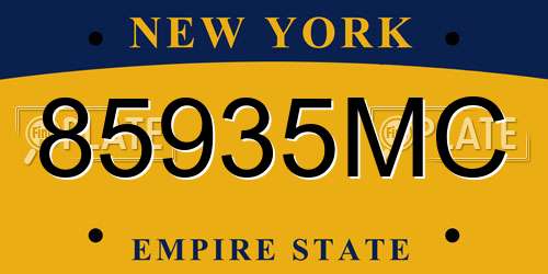 85935MC New York License Plate