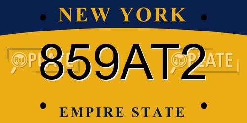 859AT2 New York License Plate