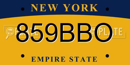 859BBO New York License Plate