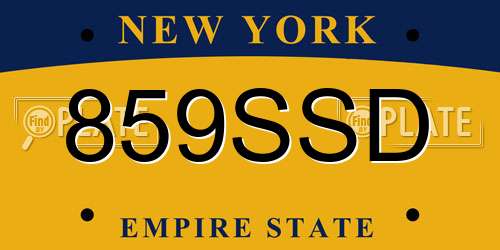 859SSD New York License Plate