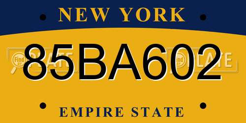 85BA602 New York License Plate