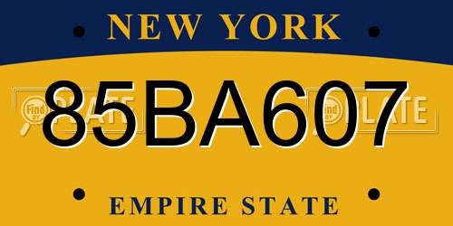 85BA607 New York License Plate