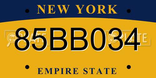 85BB034 New York License Plate